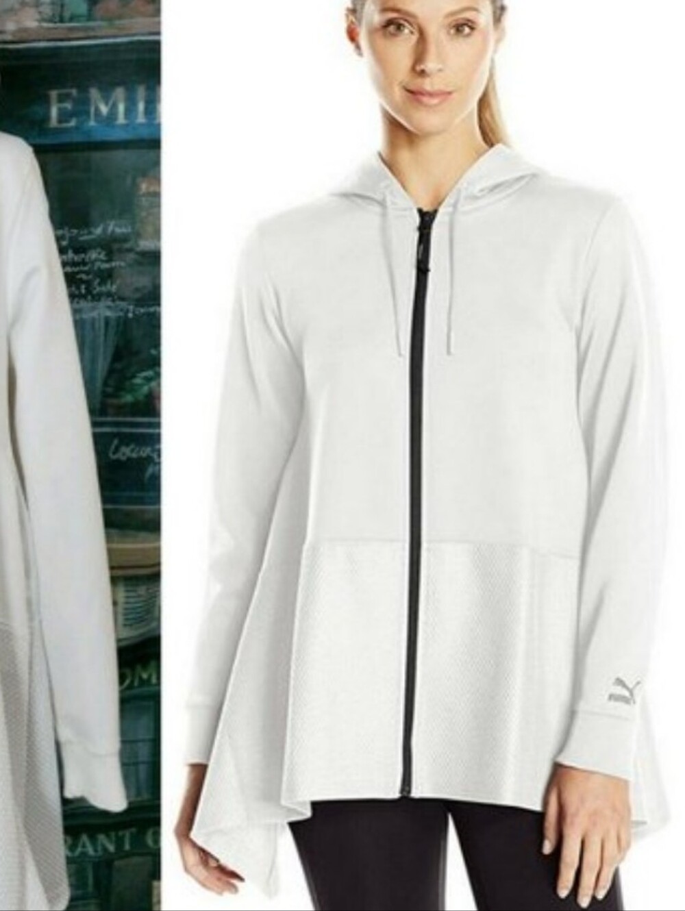 Puma A Line Zip Up Hoodie White Womens Size Small